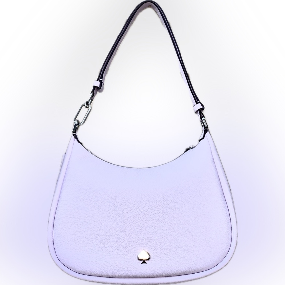 NWT Kate Spade Kayla Large Pebbled Leather Shoulder Bag in light Frozen Lilac